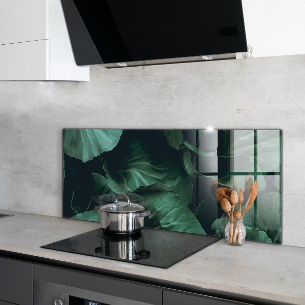 Kitchen splashback Dark green leaves