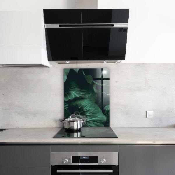 Kitchen splashback Dark green leaves