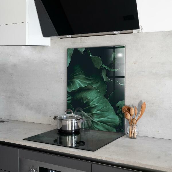 Kitchen splashback Dark green leaves