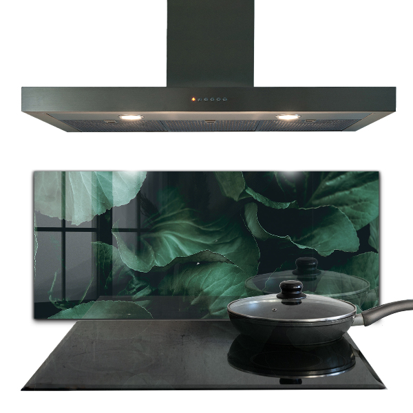 Kitchen splashback Dark green leaves