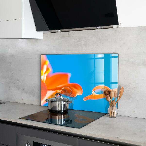 Kitchen splashback Orange flower