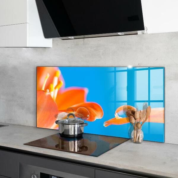 Kitchen splashback Orange flower