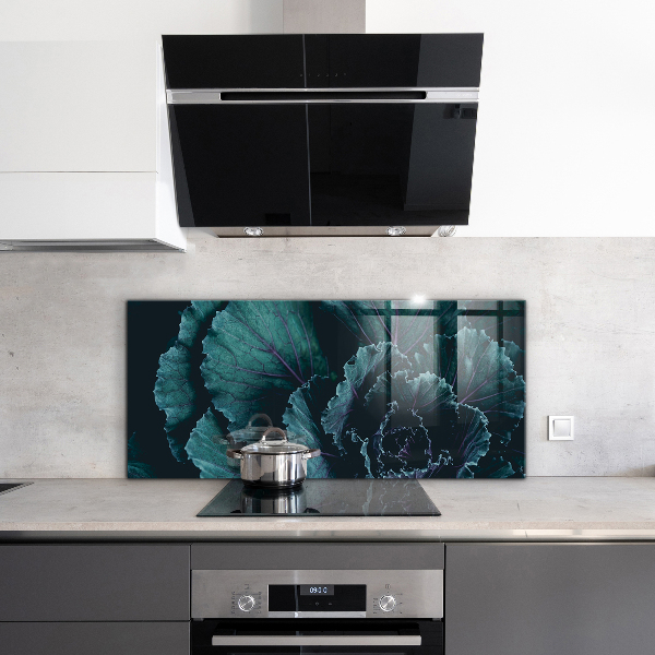 Kitchen splashback Cabbage leaves dark green