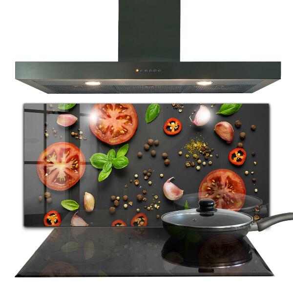 Kitchen wall panels Italian cuisine basil tomatoes