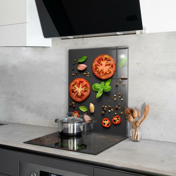 Kitchen wall panels Italian cuisine basil tomatoes
