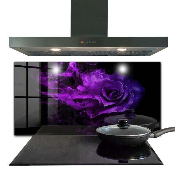 Kitchen glass panel Purple rose abstract smoke