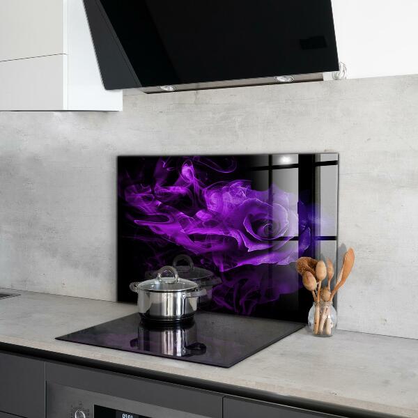 Kitchen glass panel Purple rose abstract smoke