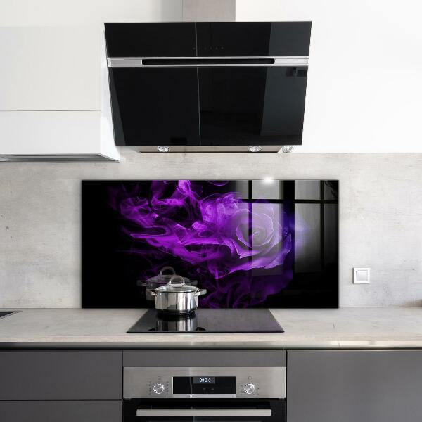 Kitchen glass panel Purple rose abstract smoke