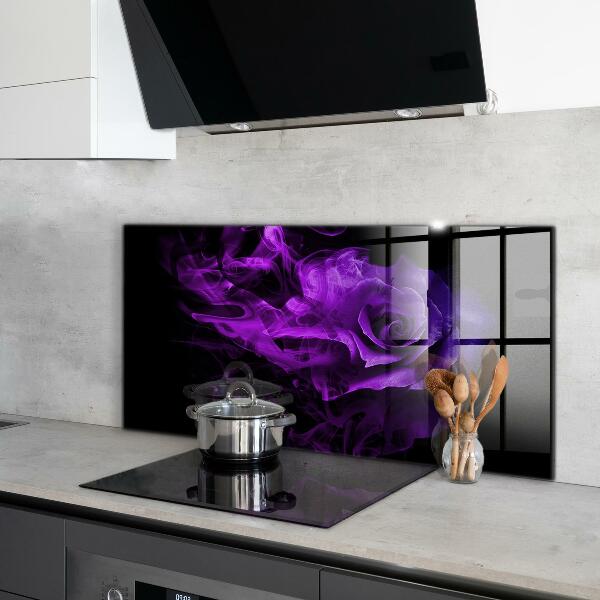 Kitchen glass panel Purple rose abstract smoke