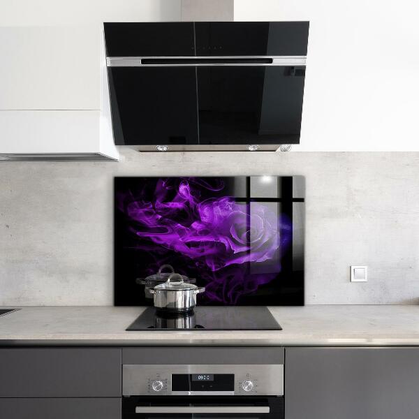 Kitchen glass panel Purple rose abstract smoke