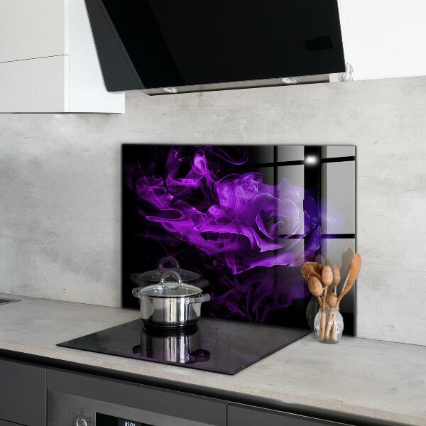 Kitchen glass panel Purple rose abstract smoke