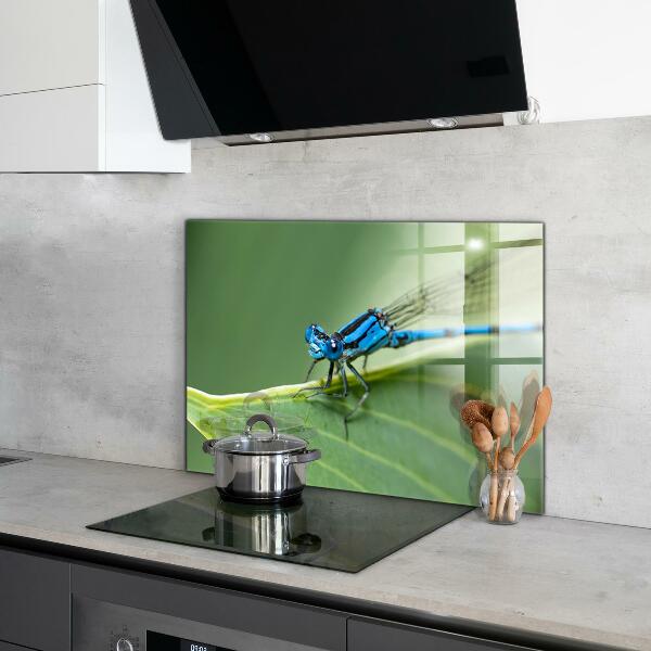 Kitchen wall panels Dragonfly on leaf