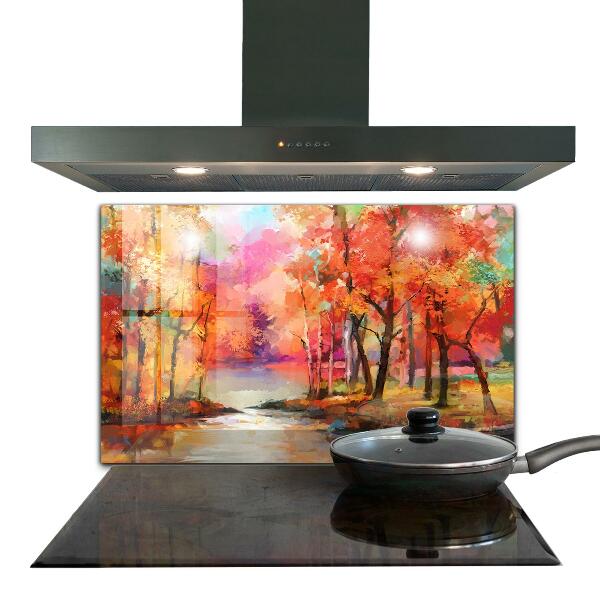 Kitchen wall panels Autumn trees in the park