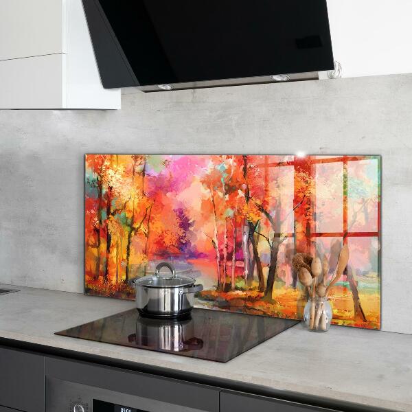 Kitchen wall panels Autumn trees in the park