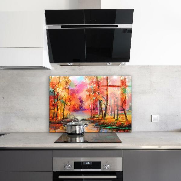 Kitchen wall panels Autumn trees in the park