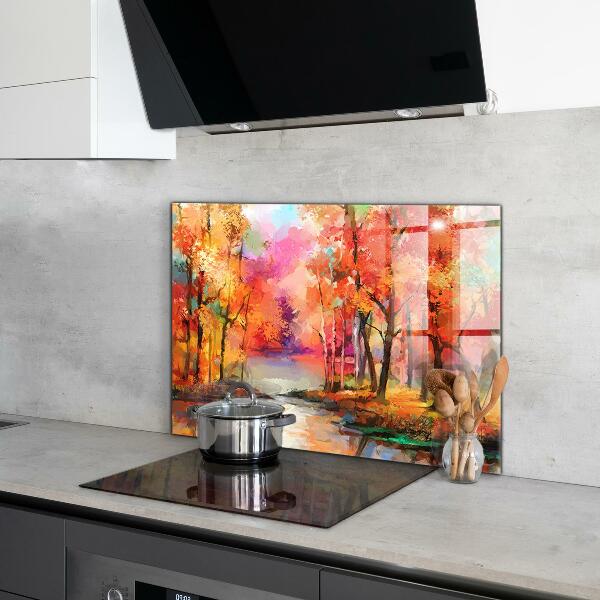 Kitchen wall panels Autumn trees in the park