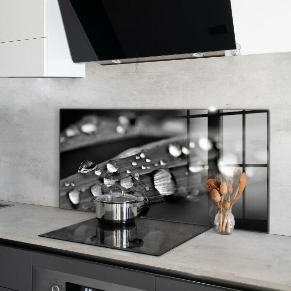 Kitchen glass panel Leaf rosa black and white