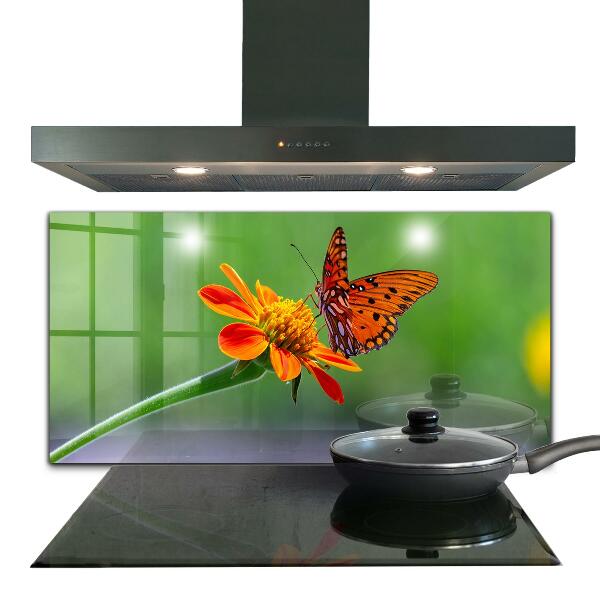 Kitchen wall panels Butterfly on a summer flower