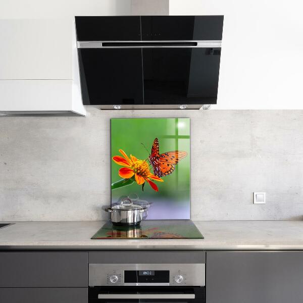 Kitchen wall panels Butterfly on a summer flower
