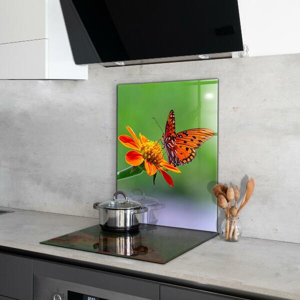 Kitchen wall panels Butterfly on a summer flower
