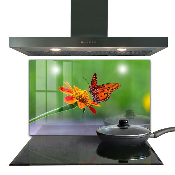 Kitchen wall panels Butterfly on a summer flower