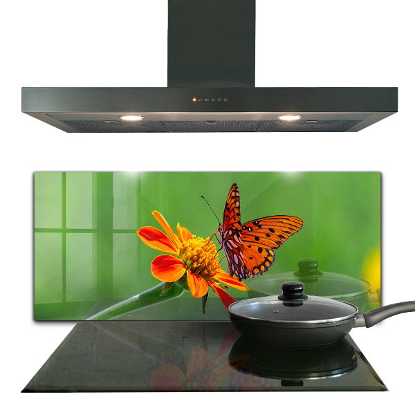 Kitchen wall panels Butterfly on a summer flower