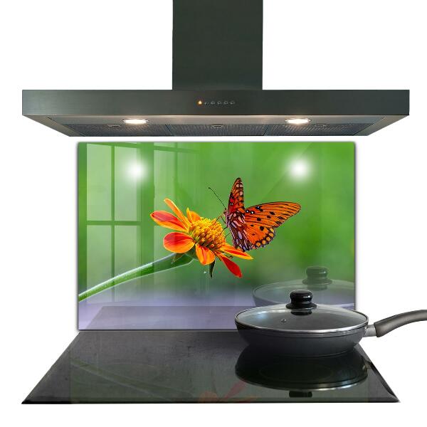 Kitchen wall panels Butterfly on a summer flower