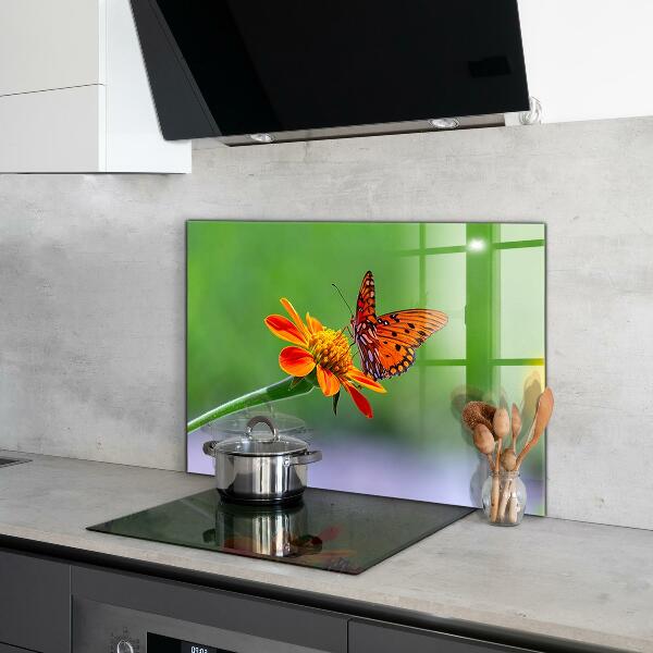 Kitchen wall panels Butterfly on a summer flower