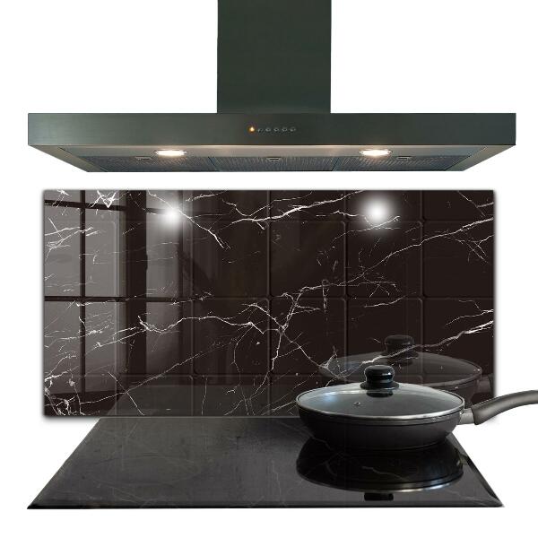 Glass printed splashbacks Black marble texture