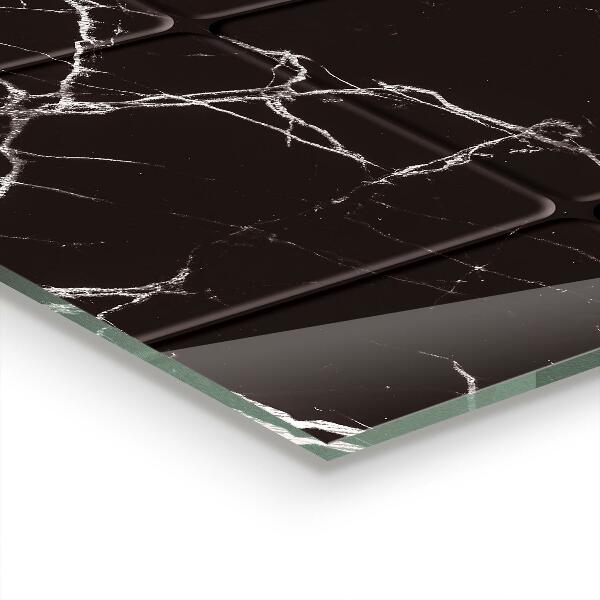 Glass printed splashbacks Black marble texture