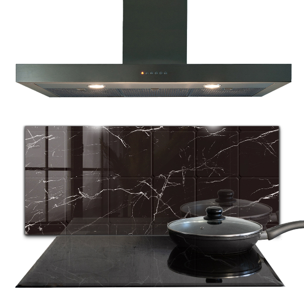 Glass printed splashbacks Black marble texture