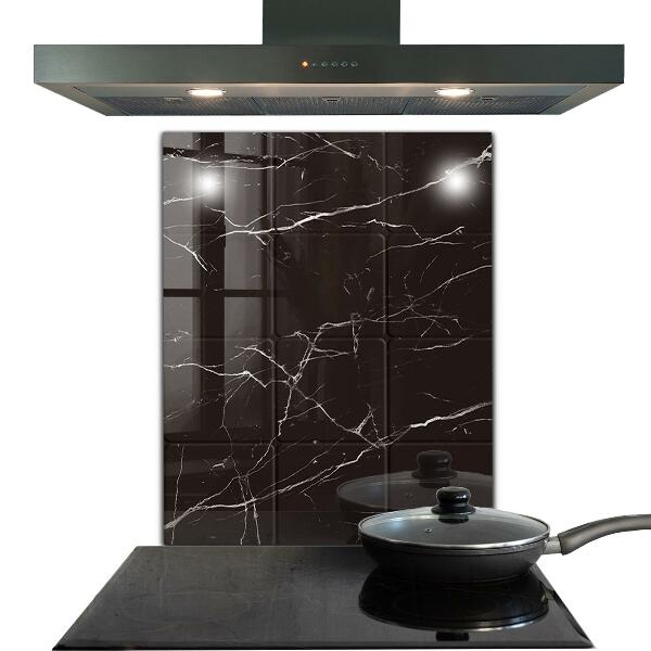 Glass printed splashbacks Black marble texture
