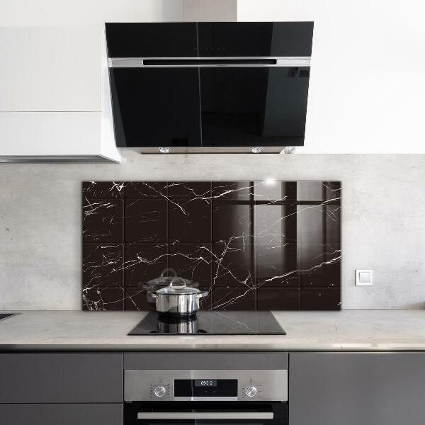 Glass printed splashbacks Black marble texture