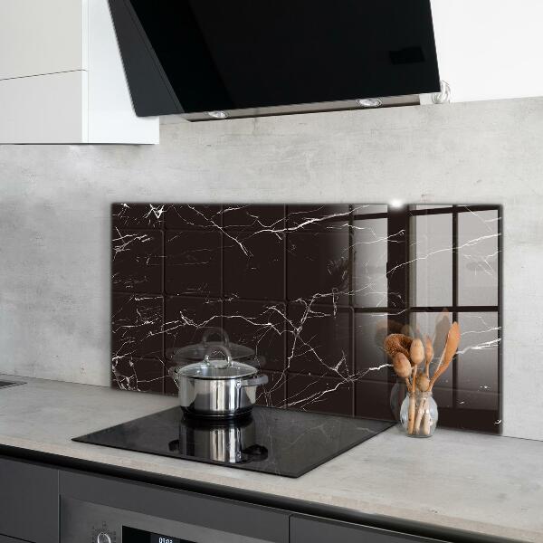 Glass printed splashbacks Black marble texture