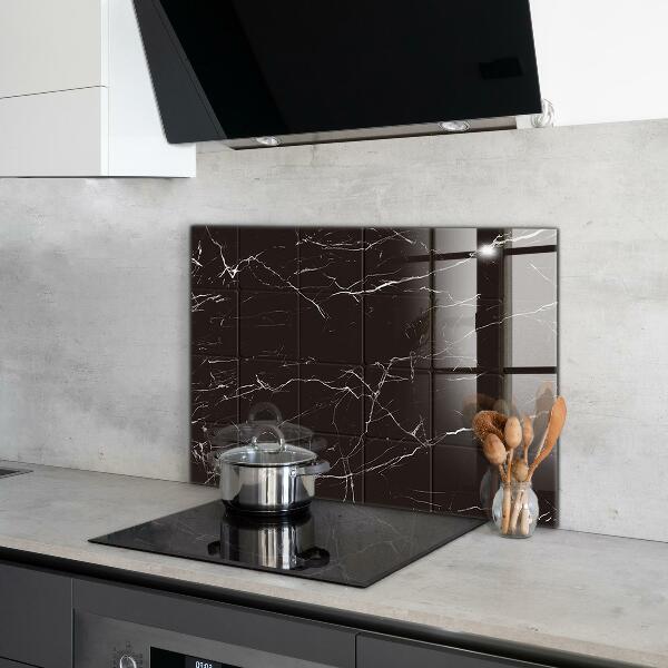 Glass printed splashbacks Black marble texture