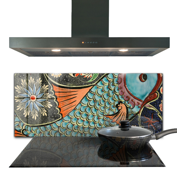 Kitchen wall panels Mosaic fish vintage ceramics