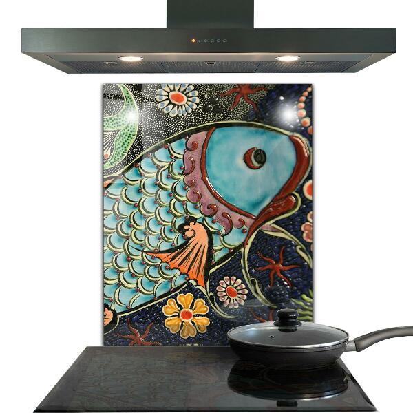 Kitchen wall panels Mosaic fish vintage ceramics