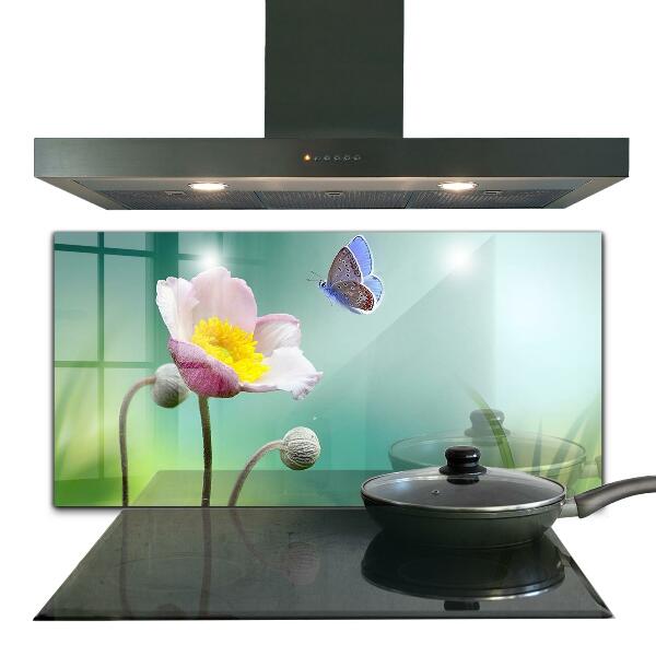 Kitchen glass panel Summer meadow butterfly flower