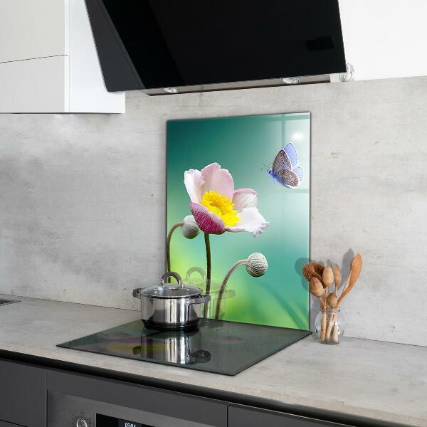 Kitchen glass panel Summer meadow butterfly flower
