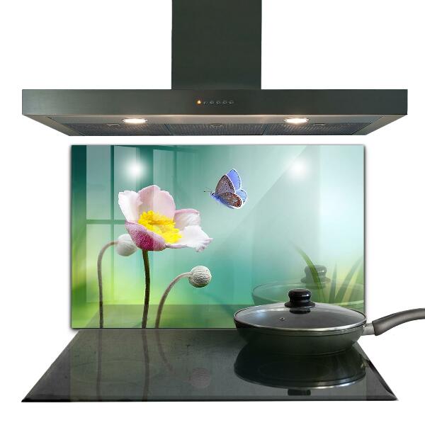 Kitchen glass panel Summer meadow butterfly flower