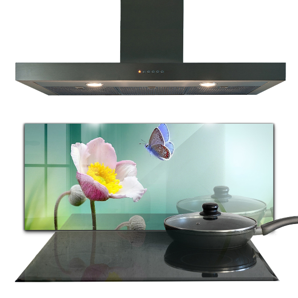 Kitchen glass panel Summer meadow butterfly flower