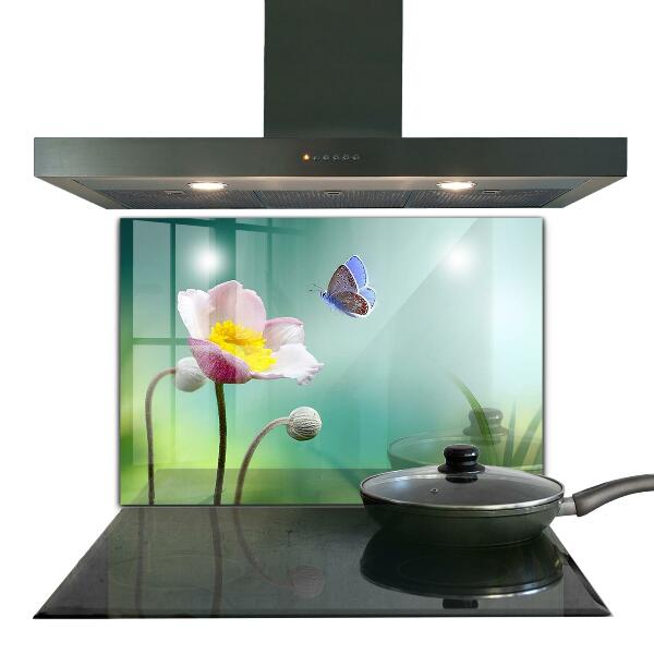 Kitchen glass panel Summer meadow butterfly flower