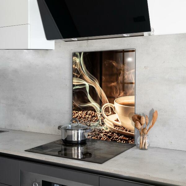 Kitchen wall panels A cup with aromatic coffee