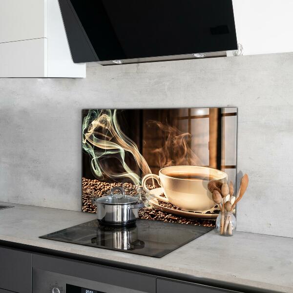 Kitchen wall panels A cup with aromatic coffee