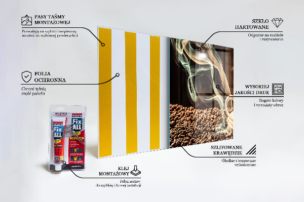 Kitchen wall panels A cup with aromatic coffee