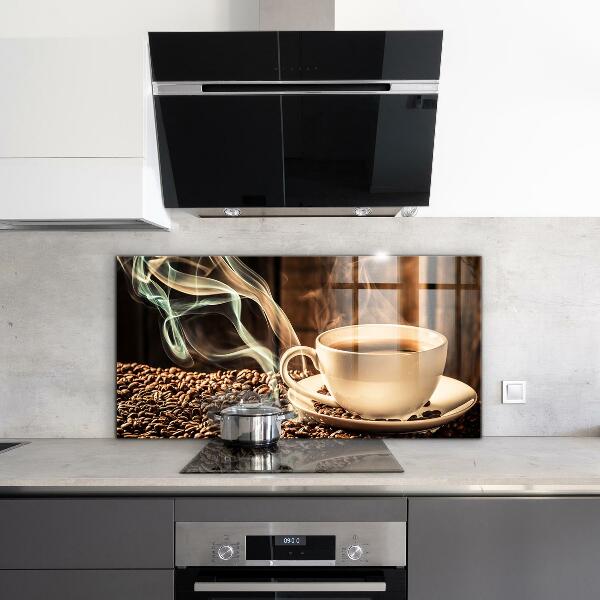 Kitchen wall panels A cup with aromatic coffee