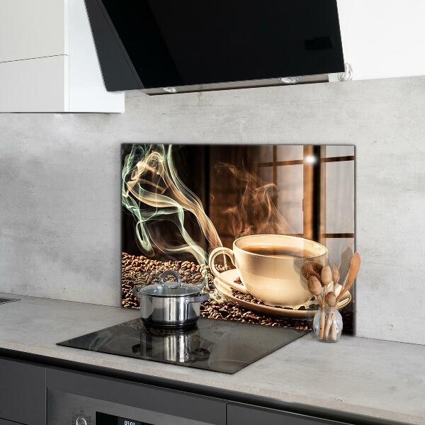 Kitchen wall panels A cup with aromatic coffee