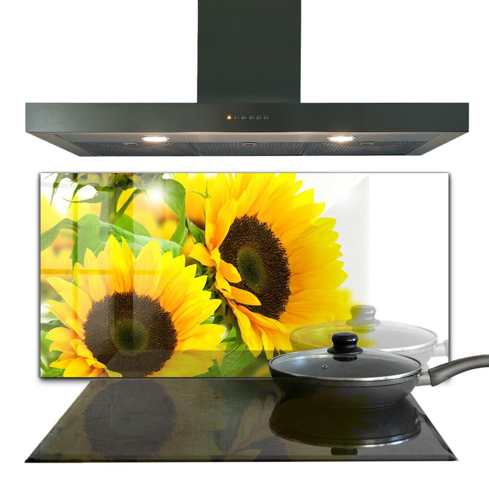 Kitchen glass panel Summer sunflower bouquet