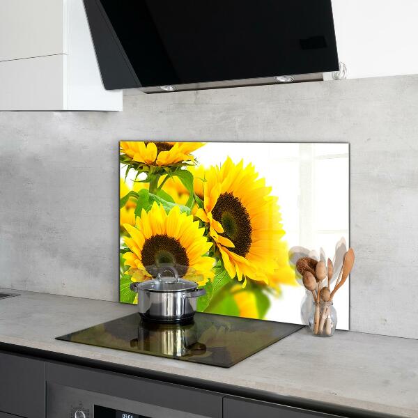 Kitchen glass panel Summer sunflower bouquet