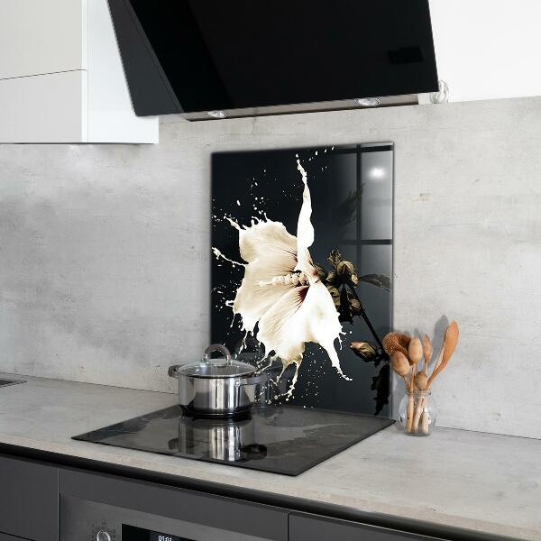 Kitchen glass panel Abstract white flower